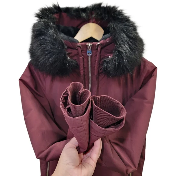 Zara Parka Acolchada Water Repellent Winter Coat Faux Fur Hooded Women’s Small - Picture 8 of 16